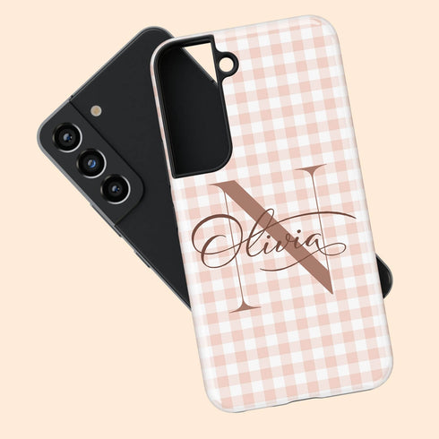 Custom Gingham Name & Initials Galaxy Case